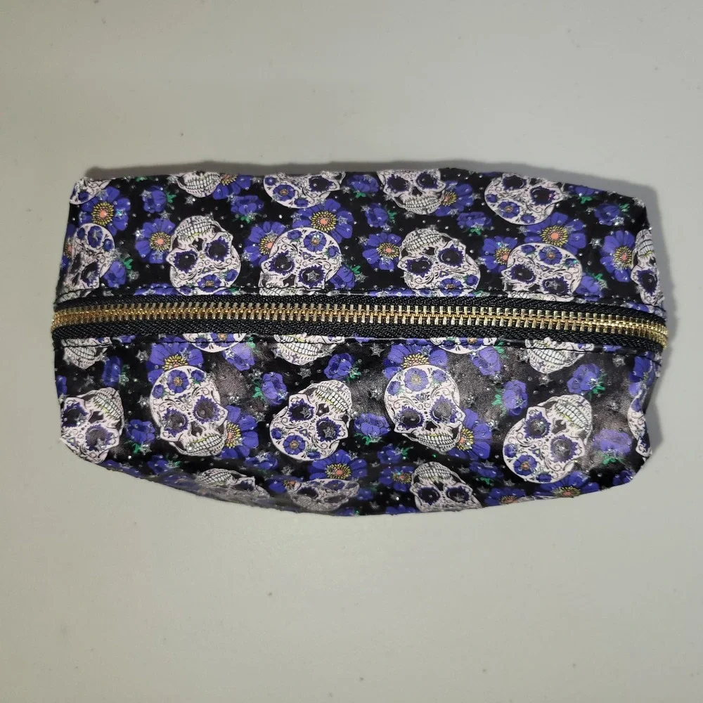 Sugar Skull Floral Cosmetic Bag Pouch Makeup‎ Organizer Zipper